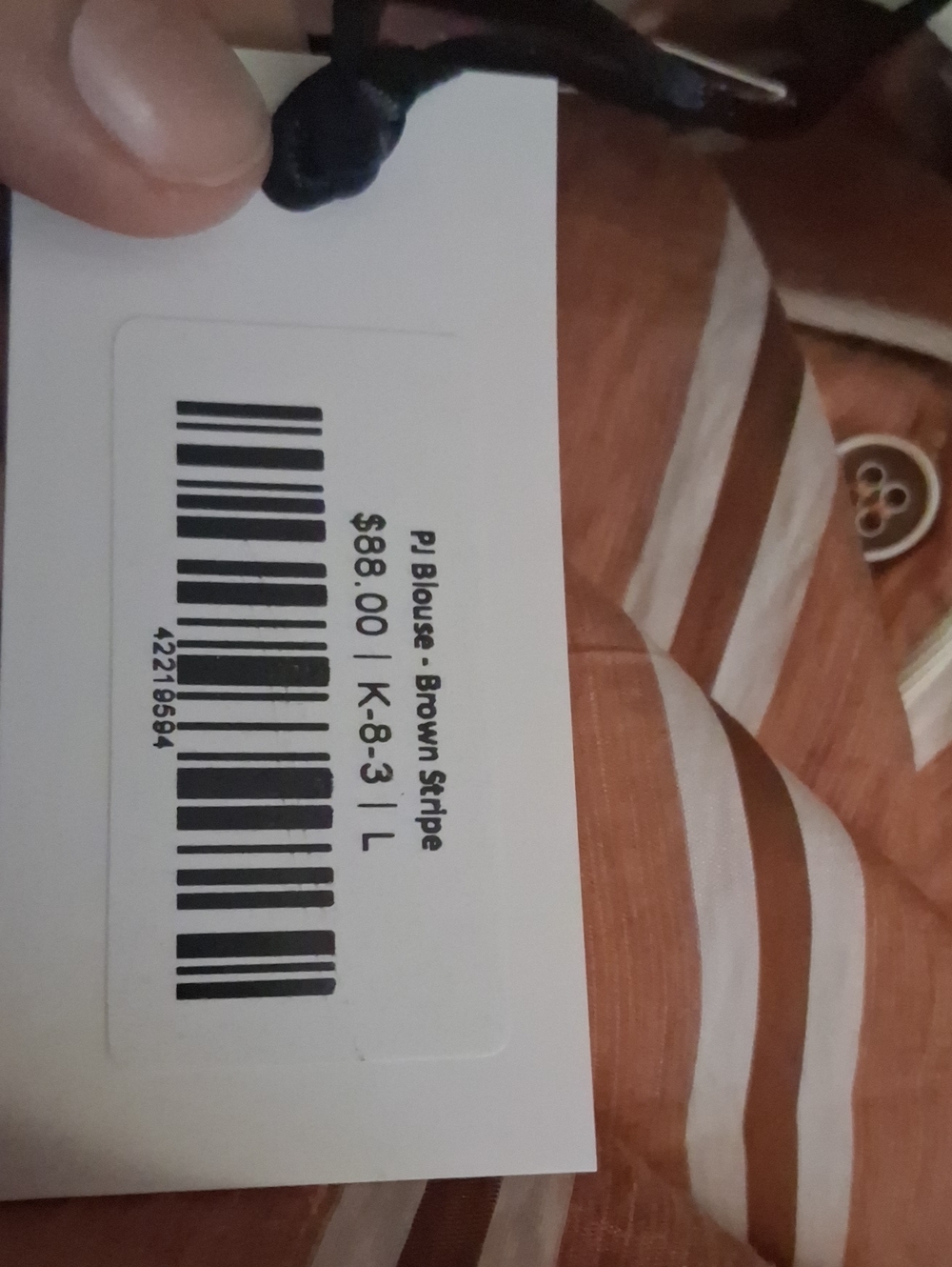 NWT BURU White Label Brown Striped Blouse – size large MSRP $88 - Picture 6 of 7